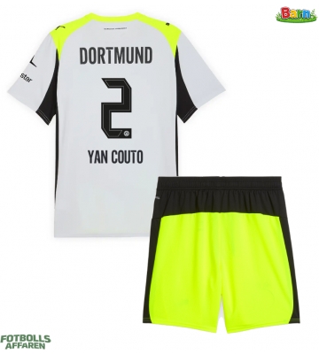 Borussia Dortmund Yan Couto #2 Bortaställ Barn 2025-26 Kortärmad (+ Korta byxor)
